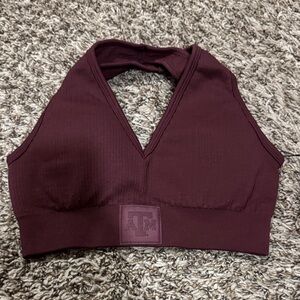 Maroon V-Neck Sports Bra